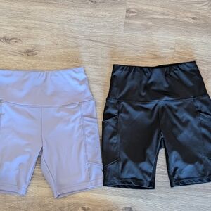 Black and Lavender Biker Shorts Set